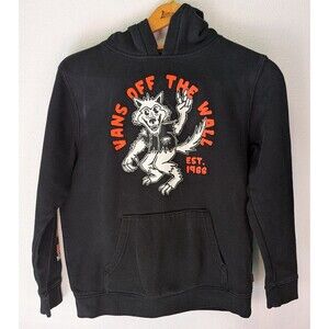 Vans Off The Wall Youth Size L Large Black Hoodie Spider Web Jacket (895m)